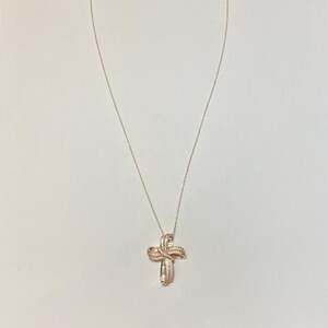CZ Diamond Cross Pendant with Chain, Rose Gold